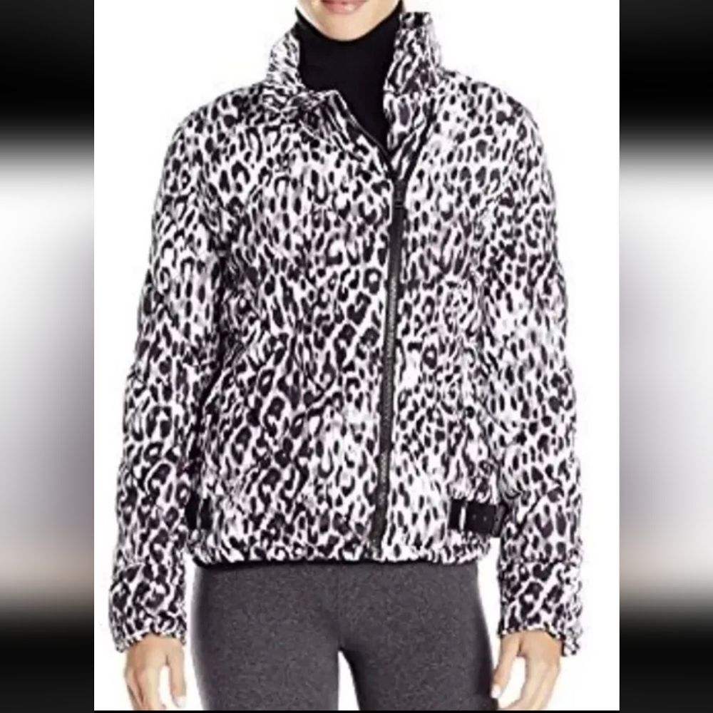 Andrew Marc New York Snow Leopard Print Puffer Coat Size Large